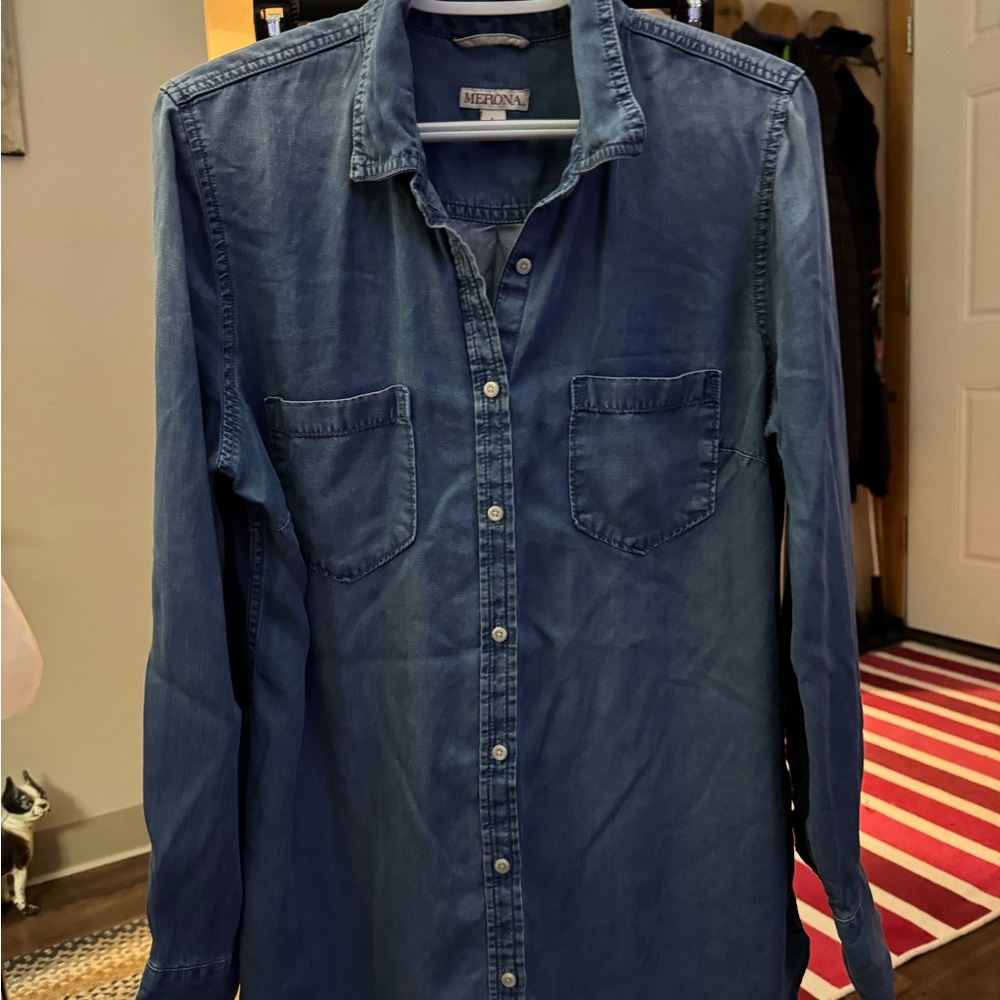 Merona Men's Casual Indigo Button Down Shirt